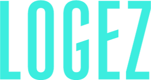 Logo Logez als türkisfarbener Schriftzug